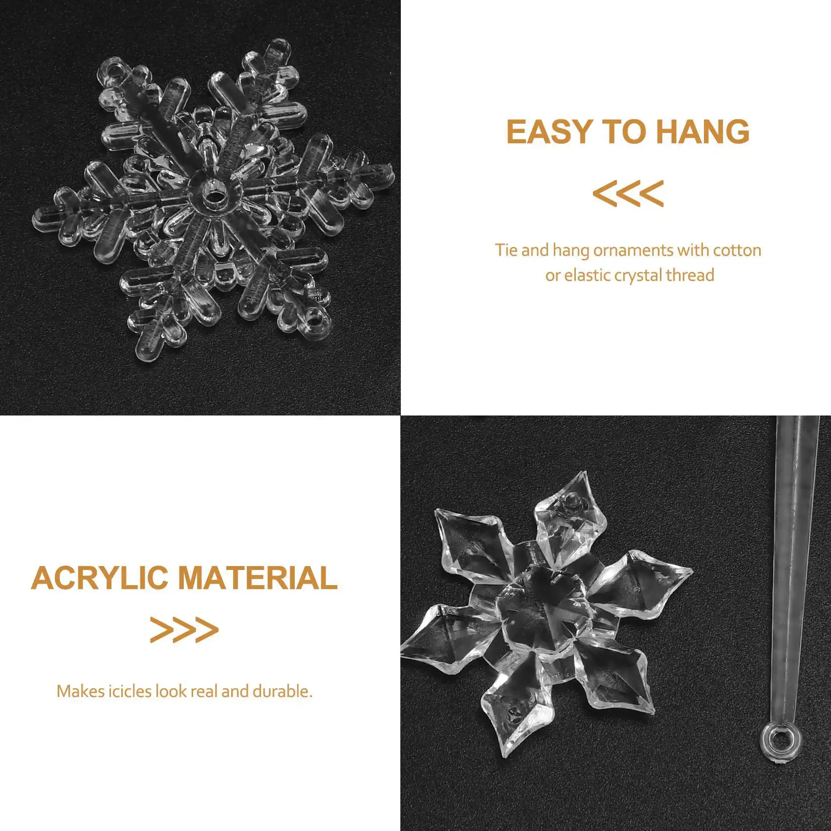 40 шт. снежинка сосулька рождественские украшения новогодние хрустальная