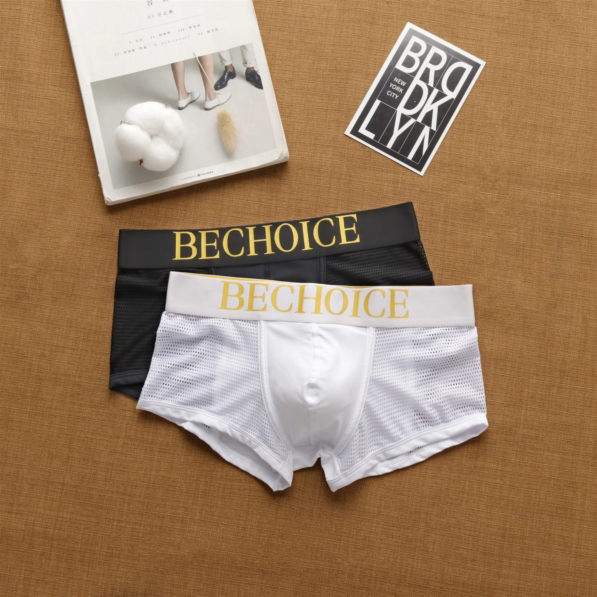 

Мужское нижнее белье Bechoice, Модные дышащие и удобные эластичные шорты для молодых людей.