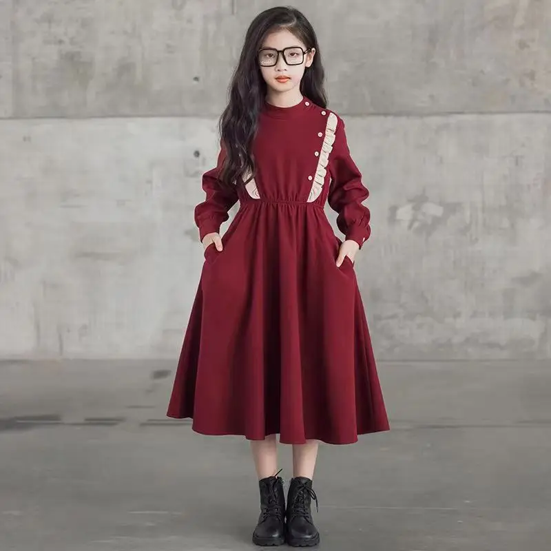 

Girls Dress Fashion 2023 Spring Autumn Long es Kids Sleeves Princess Children Vestidos Teenage 8 10 12 14 Years