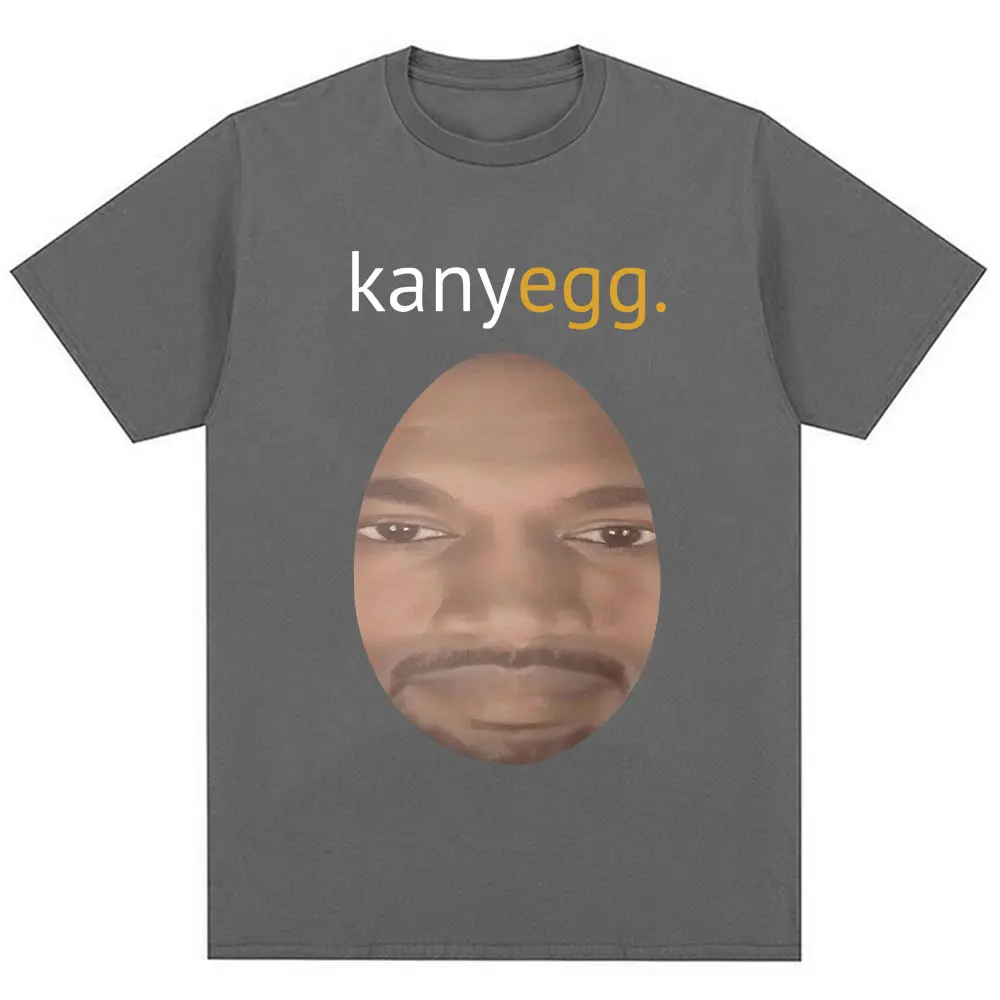 Фото Забавная футболка Kanye West Meme Kanyegg Humor Creativity Мужчины Женщины Хип-хоп с коротким рукавом Негабаритная хлопковая повседневная футболка Уличная одежда №2