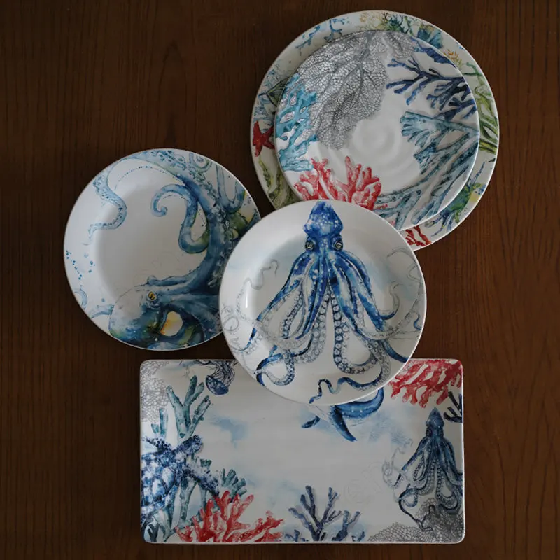 Креативная керамическая тарелка с покрытием глазури Европейский Современный