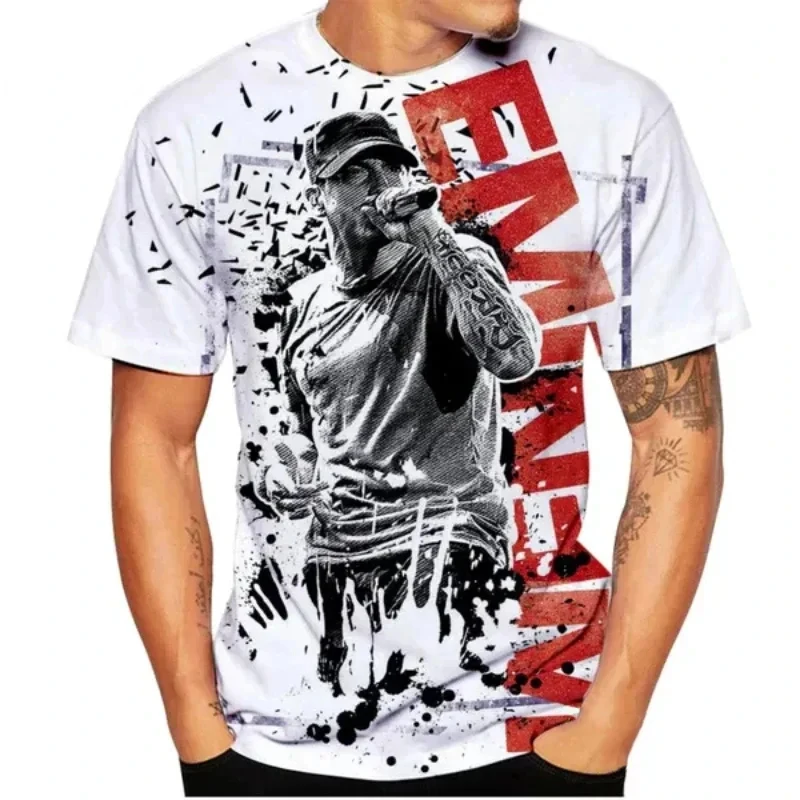 Фото Eminem Rapper Футболки с 3D принтом Мужчины Женщины Мода Уличная одежда Негабаритные футболки в стиле хип-хоп с короткими рукавами Мужские футболки Топы Мужская одежда №1