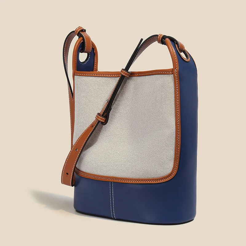 

New niche design fashion simple creative temperament hit color large capacity bucket bag single shoulder crossbody women's bags