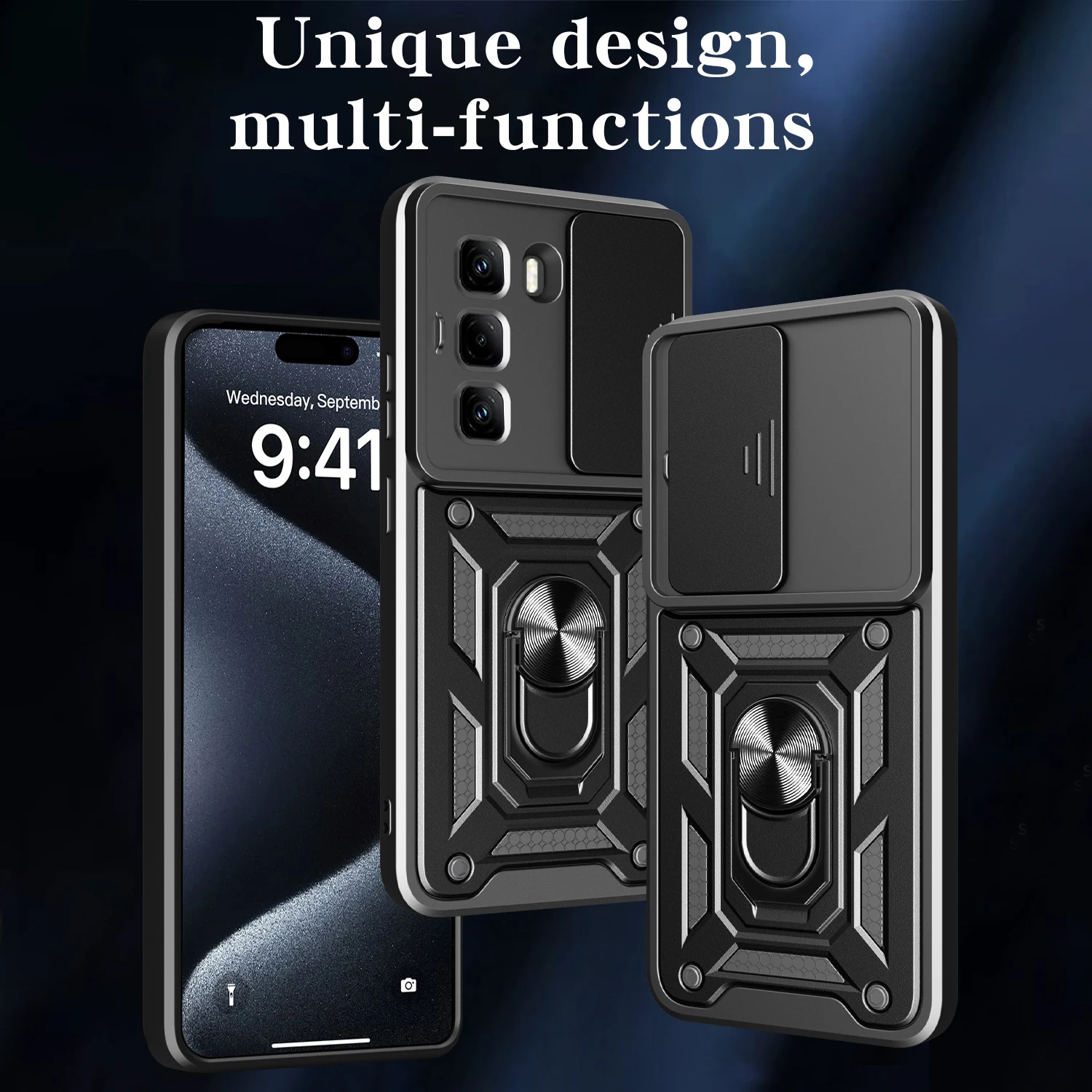 Armor Funda для Infinix Hot 50 Pro 4G Чехол слайд-камера Защитное кольцо-подставка 5G 50Pro Plus Capa
