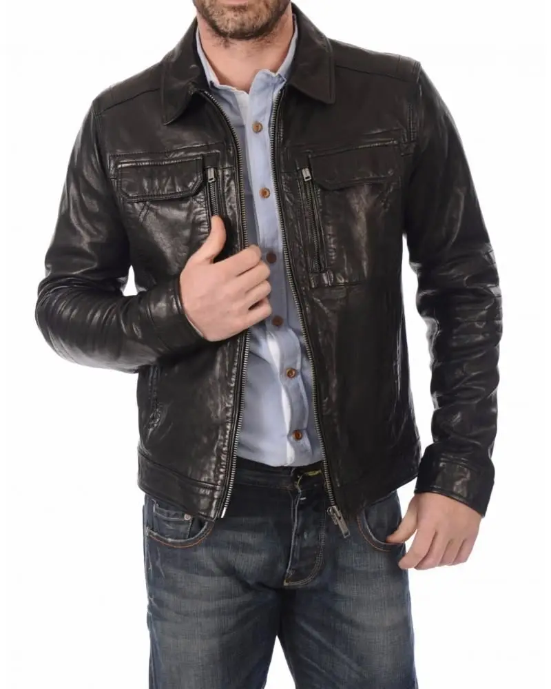 Men's Leather Jacket 100% Genuine Soft Sheepskin Leather Men's Classic Jacket Trend In Europe and America