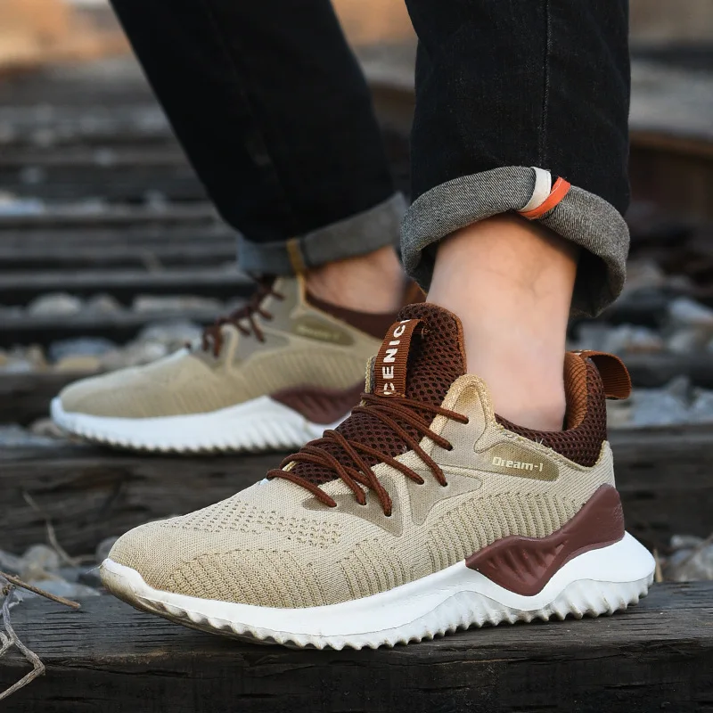 Men Safety Sneakers Shoes Plus Size Casual High Quality New Fashion Spring Autumn Mesh Lightweight Breathable Work Male Trainers
