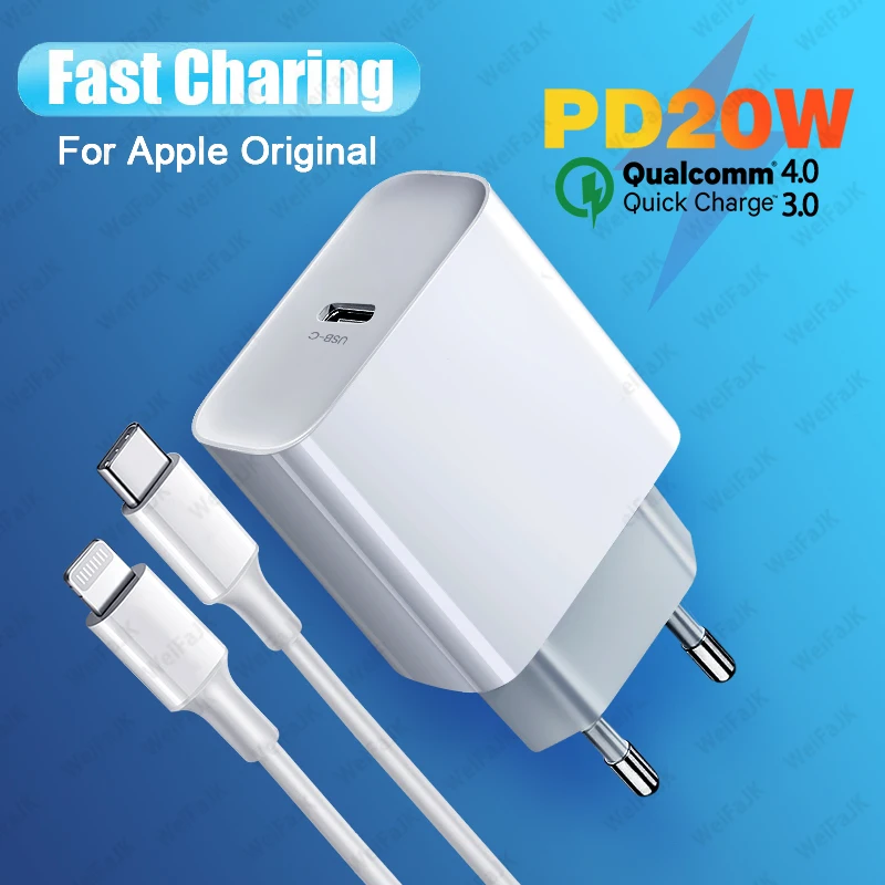 Оригинальный Apple PD 20 Вт Быстрое зарядное устройство адаптер для iPhone 13 12 11 Pro Max Мини