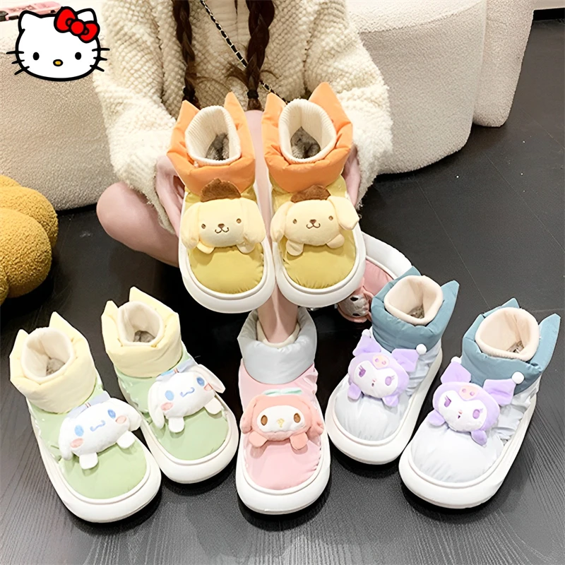 

Sanrio MyMelody Kuromi Cinnamoroll Slippers Kawaii Anime Girl Autumn and Winter Home Non-slip Can Be Worn Outside Plush Slippers