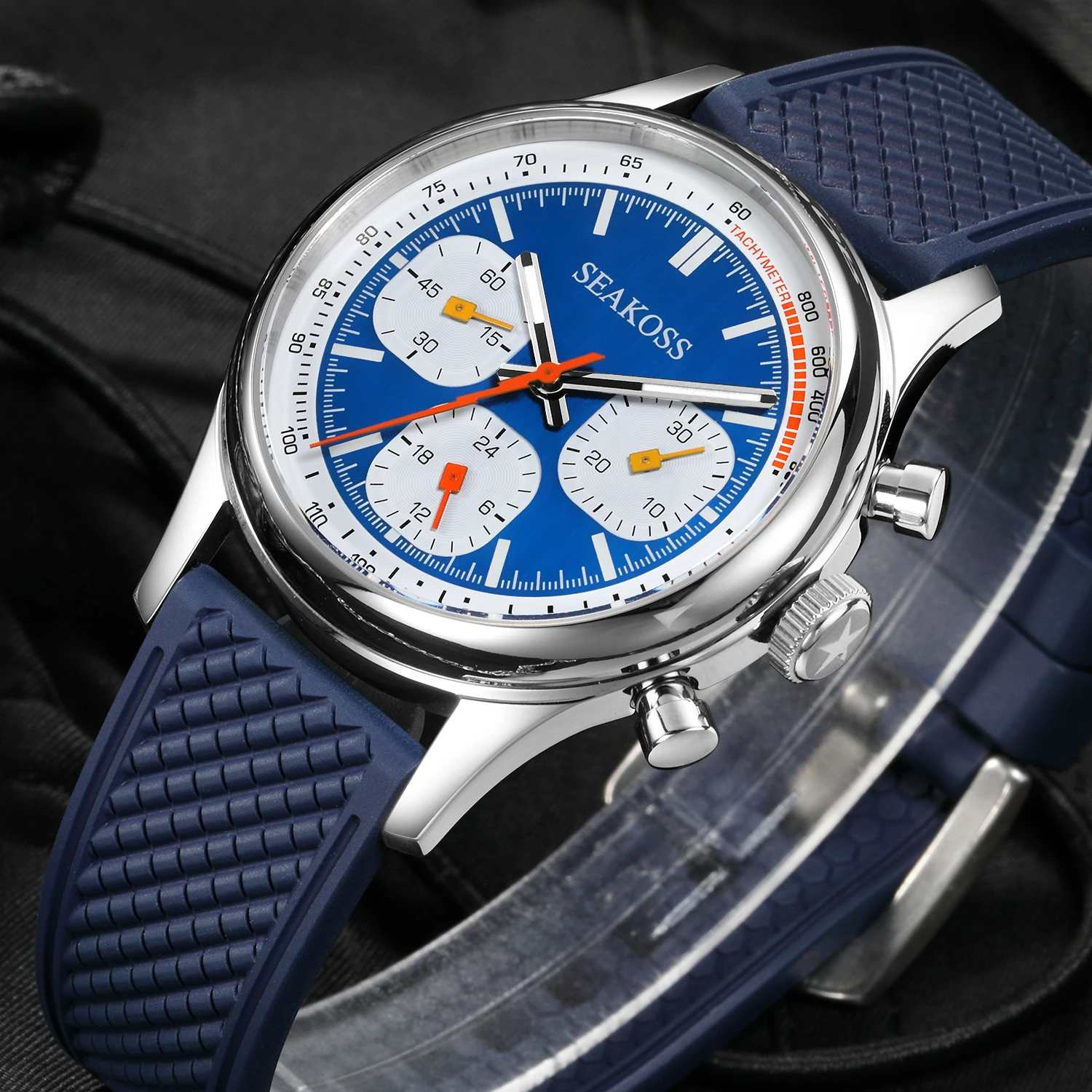 

Мужские часы-хронограф с тремя глазами, силиконовые часы с сапфировым стеклом, 40 мм, 1963