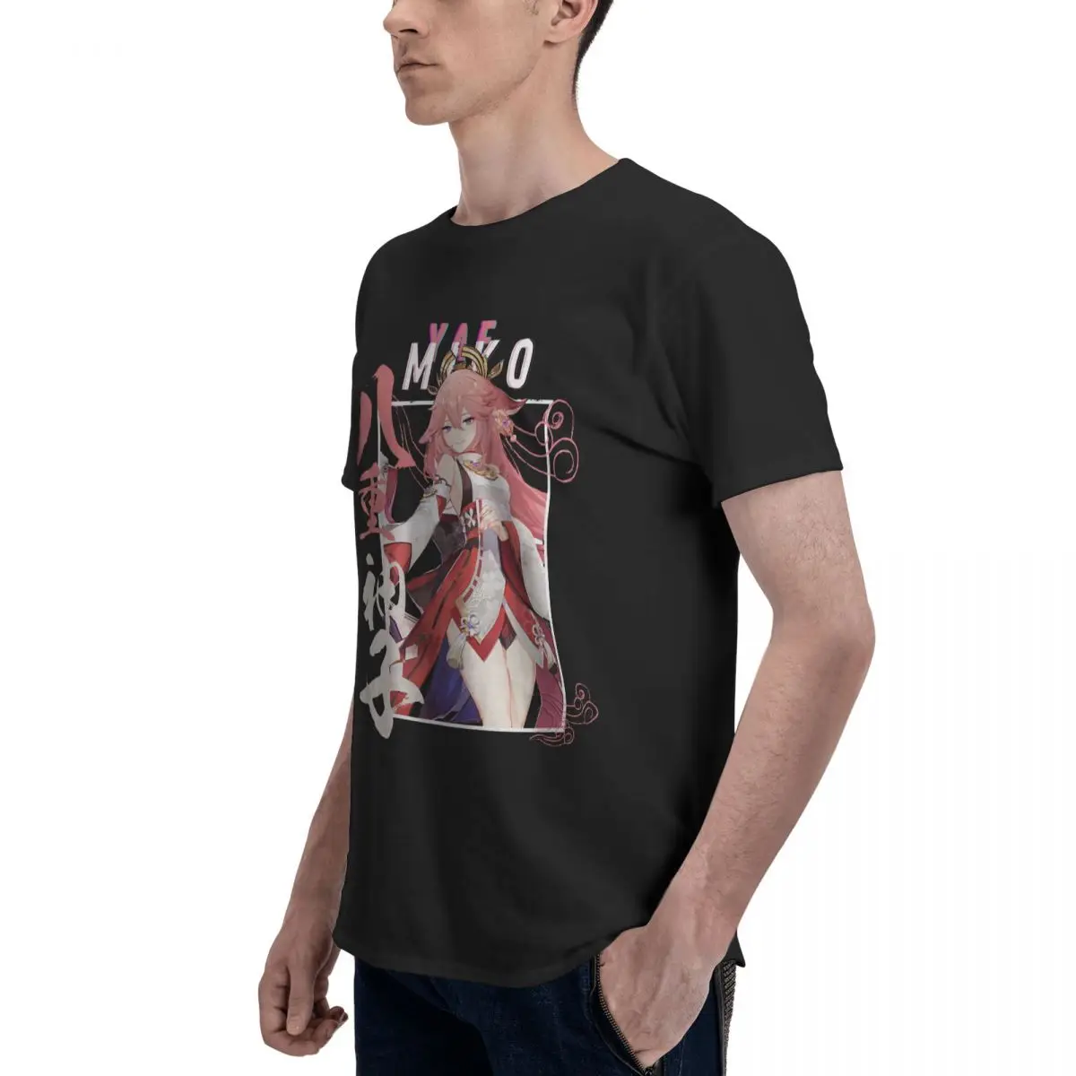 Genshin Impact представляют собой Yae Miko camiseta con cuello redondo Idea para hombres mujeres ropa gráfica Y2K