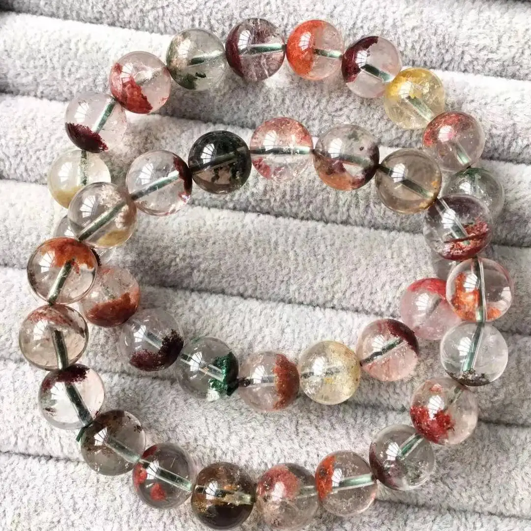 

(17) 2bracelets as photo approx10-10.8mm natural phantom quartz