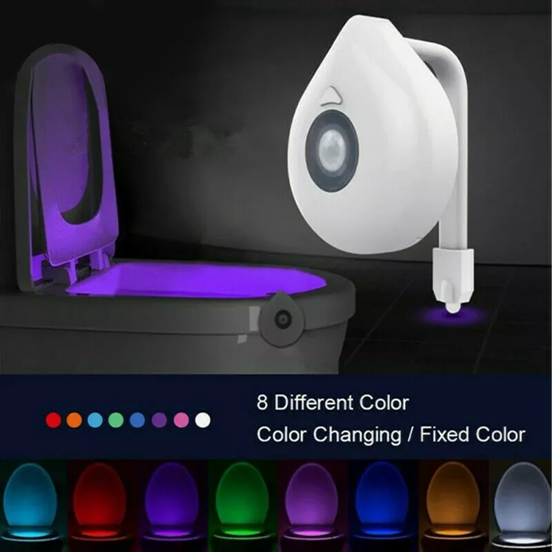 

LED Toilet Seat Night Light Motion Sensor WC Light 8 Colors Changeable Lamp AAA Battery Powered Backlight for Toilet Bowl Child