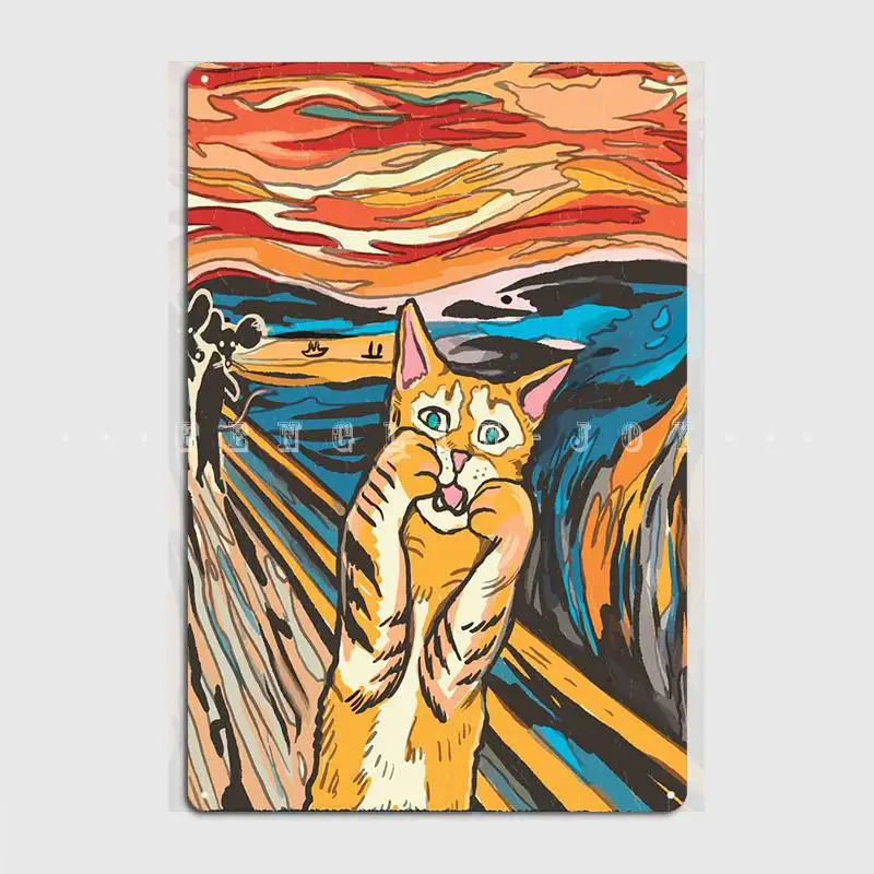 

The Cat Scream Munch Poster Metal Plaque Club Party Wall Personalized Plaques Tin Sign Poster