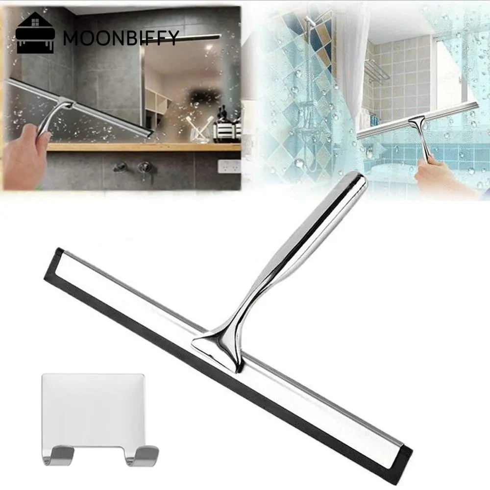 

Shower Squeegee Stainless Steel Window Squeegee Shower Cleaner with Self Adhesive Hook and Replaceable Wiper Blades 26cm / 31 cm