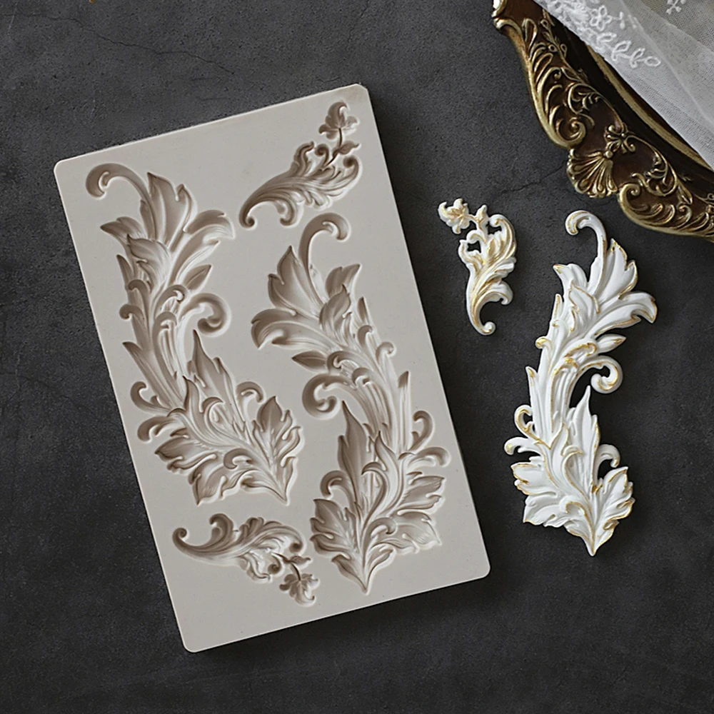 

Vintage Relief Flourish DIY Silicone Fondant Mold Sugarcraft Cake Topper Border Decor Tool Craft Embosser Baking Accessories