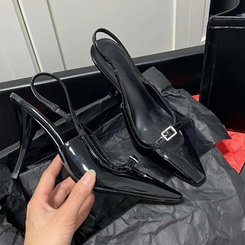 

Brand New 2023 Spring Summer Patent Leather Women Shoes High Quality Party Office Lady Sexy Thin High Heels Slingback Pumps