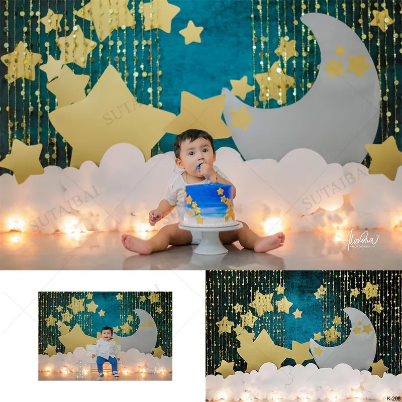 

Newborn Twinkle Little Star Portrait Backdrop Photo Shoot Baby Birthday Art Background Studio Starry Sky Moon Cloud Photography
