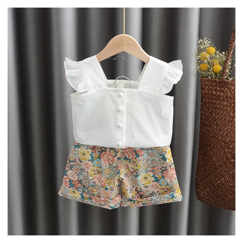 

2 шт./комплект, кружевная футболка и штаны с цветочным принтом