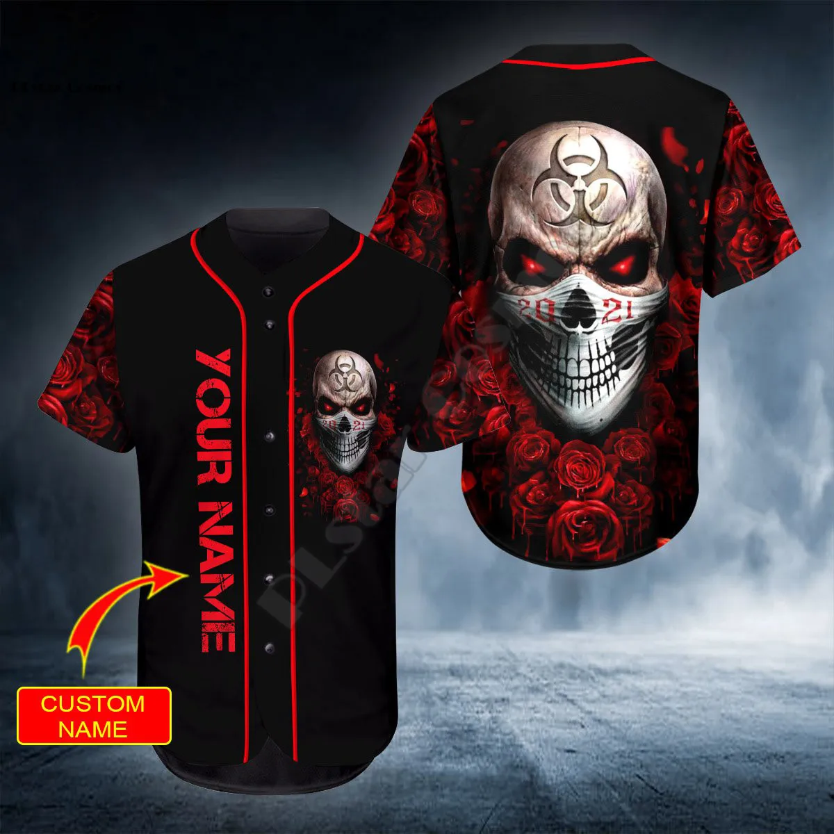 PLstar Cosmos Baseball Jersey Shirt 3d All Over Printed Head Skull Custom You Name Baseball Shirt hip hop Tops Love Skull Gift
