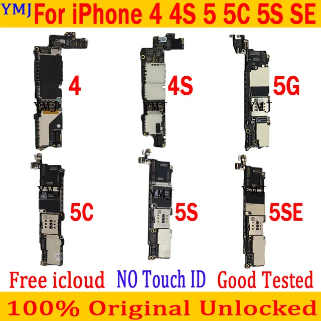 With System for iphone 4 4S 5 5C 5S SE Motherboard No ID Account for iphone 4S Mainboard 8GB/16GB/32GB Logic board Full Tested