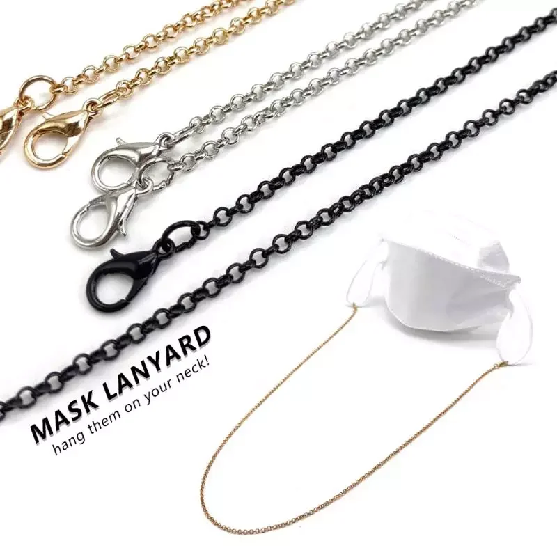 

Chain Mask Fashion Lanyard Holder Metal Non-Slip Adjustable Hanging Traceless Two Hooks Hanging Rope Glasses Chain New trending