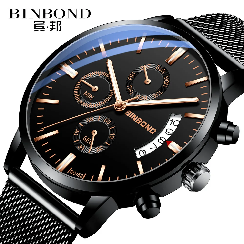 

BINBOND Men Quartz Watch Fashion Luxury Wristwatches Business Waterproof Sport Clock Calendar Date Wristwatch Relogio Masculino