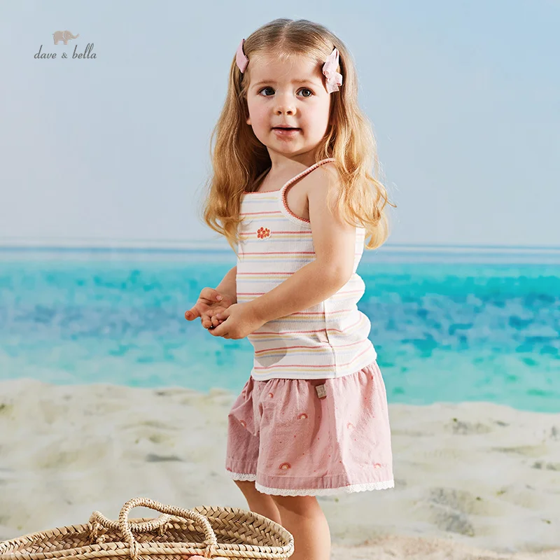 

Dave Bella 2023 New Children's Shorts Girl's Summer Ventilate Cotton Antibacterial Casual Fashion Outdoor Sport SeasideDB2235546