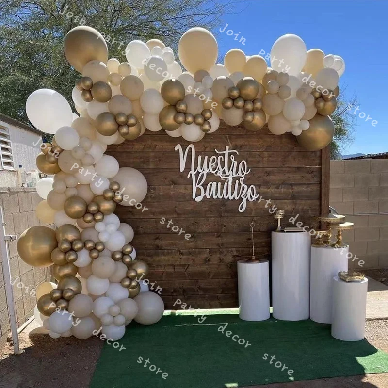 

DIY Beige Globos Wedding Party Balloon Arch Garland Kit White Sand Happy Birthday Decoration Girl/Boy Gold Decor Supplies