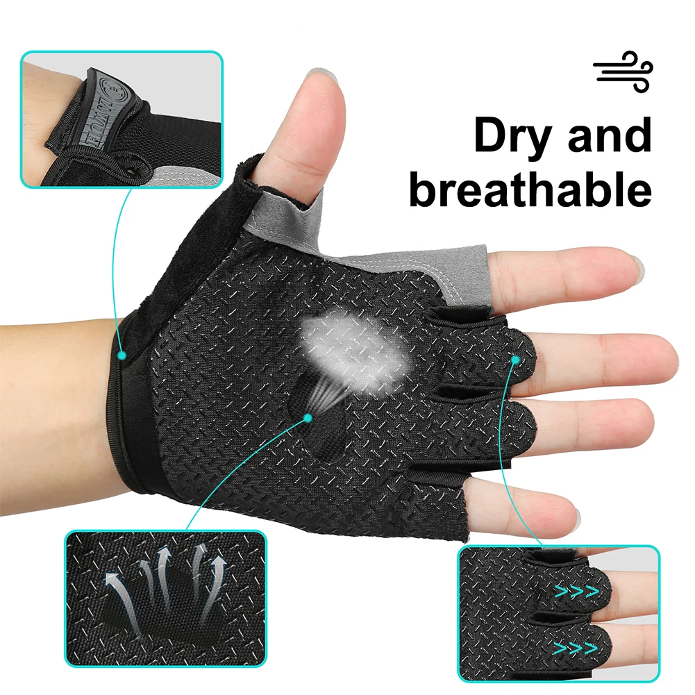 Half Finger Gloves Gym Fitness Anti-Slip Women Men Gel Pad Gloves  Gym Cycling Fingerless Gloves Bicycle Accessories