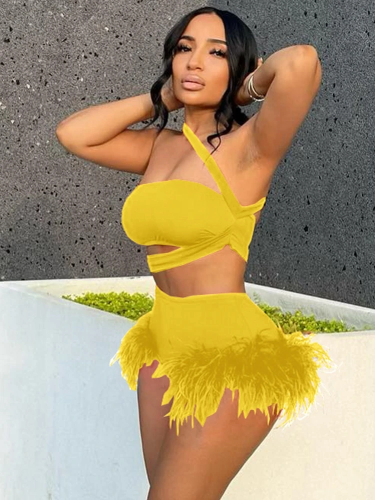 

High Waist Ruffled Bikini Set 2022 Sexy Flounce Biquini Swimwear Women Two Pieces Swimsuit Beachwear Halter Neck Bathing Suit