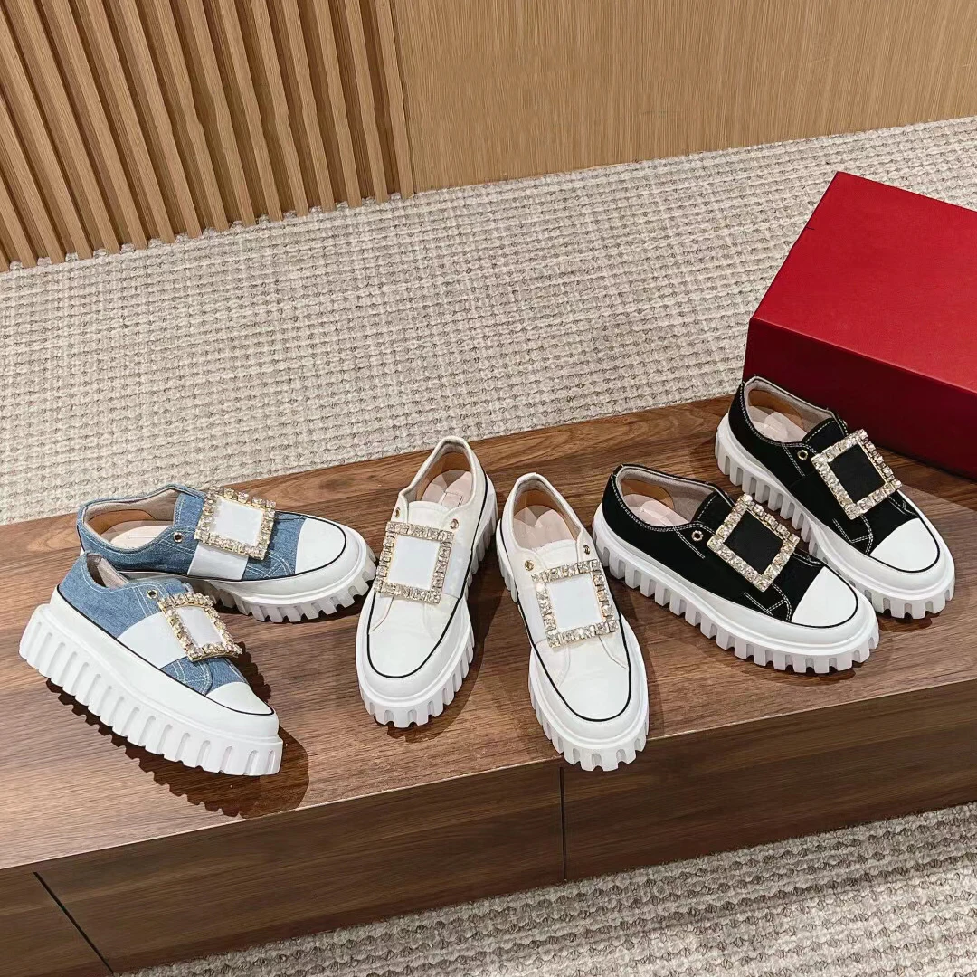 

Женские туфли для гольфа, парусиновые туфли с квадратной пряжкой и стразами, женские туфли на осень и зиму 2023