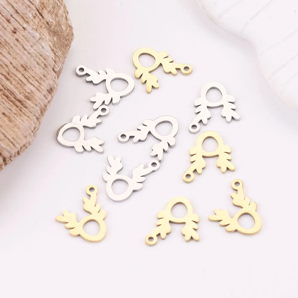 

5pcs Gold-Plate Stainless Steel Deer Christmas Charms Metal Pendants for Jewelry Making DIY Bracelet Necklace Findings Crafts