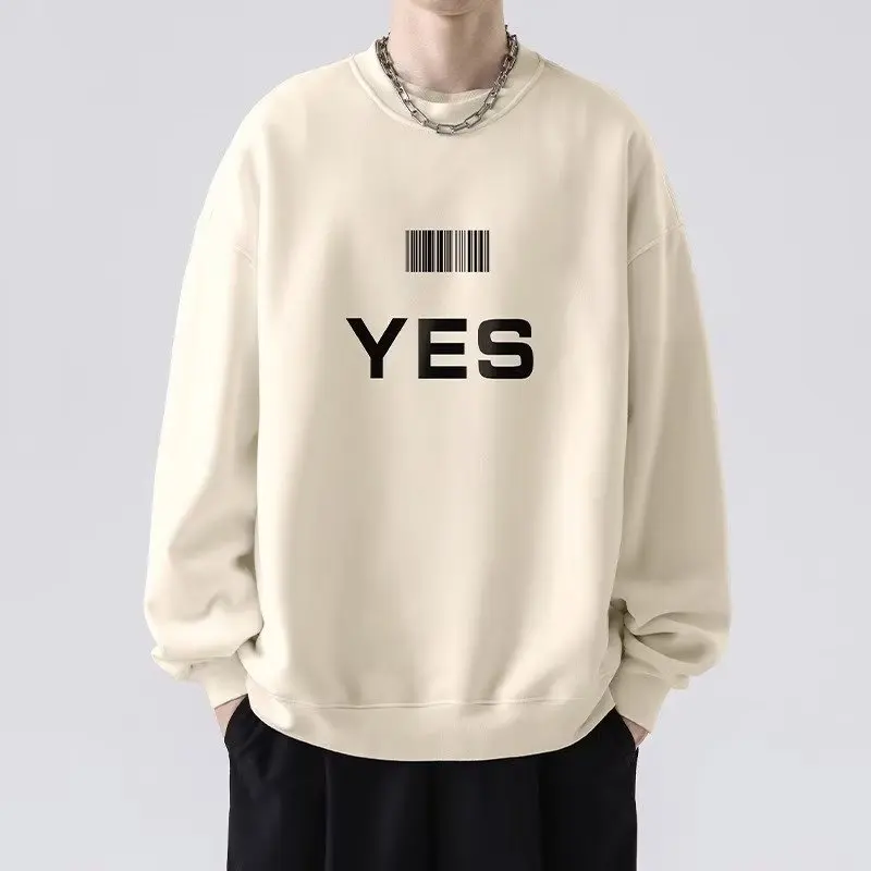 Мужская хлопковая толстовка с длинным рукавом и воротником-стойкой