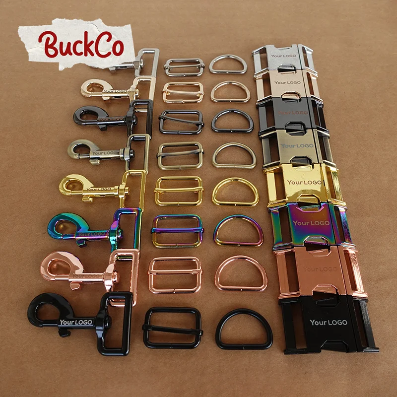 

Engraved(metal buckle+adjust buckle+D ring+metal dog clasp)DIY dog collar 30mm webbing sewing accessory plated buckle 8 colours