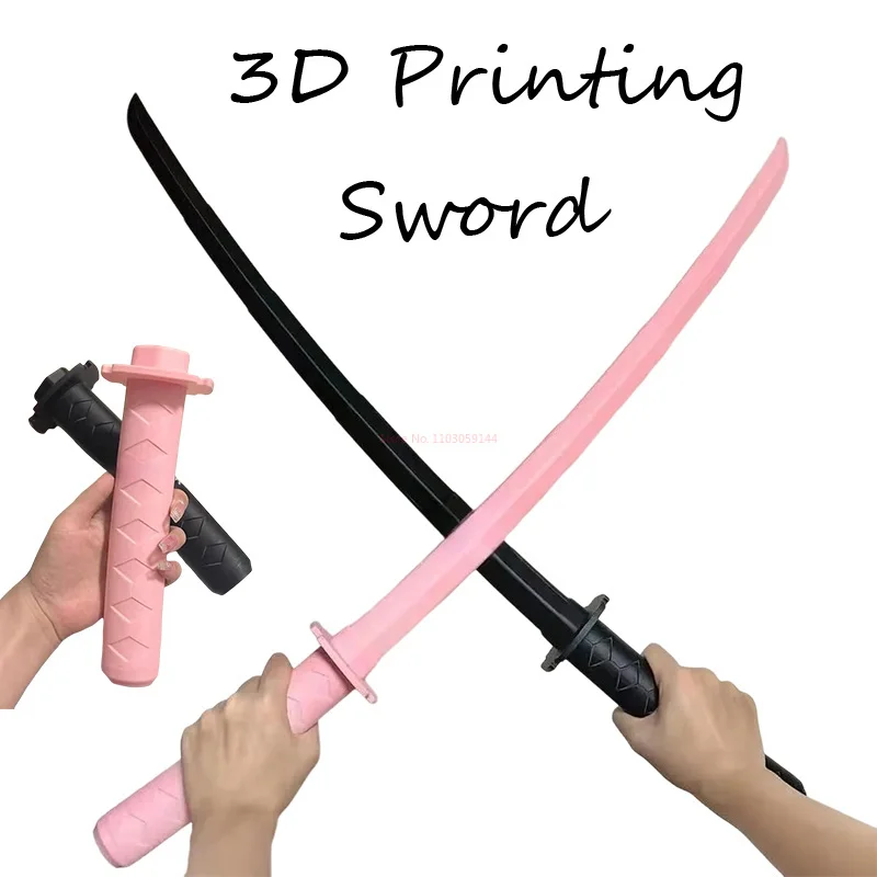 

3D-печать, мечи, тяжелая телескопическая катана, ниндзя, косплей, реквизит, меч, Детская катана, игрушка, безопасное искусственное оружие, лезвие, декомпрессионные игрушки