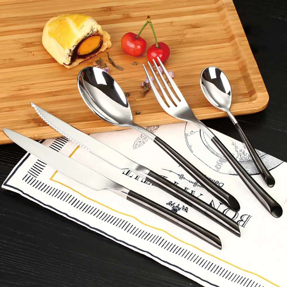 

Food Grade Stainless Steel Cutlery Set Tableware Knife Fork Spoon Kit 10 PIeces for Home Dinner Dishwasher Safe