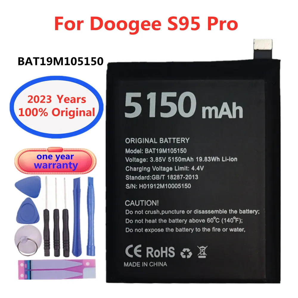

2023 New 100% Original 5150mAh BAT19M105150 Phone Battery For Doogee S95 Pro Smartphone Genuine Rechargeable Batteries +Tools