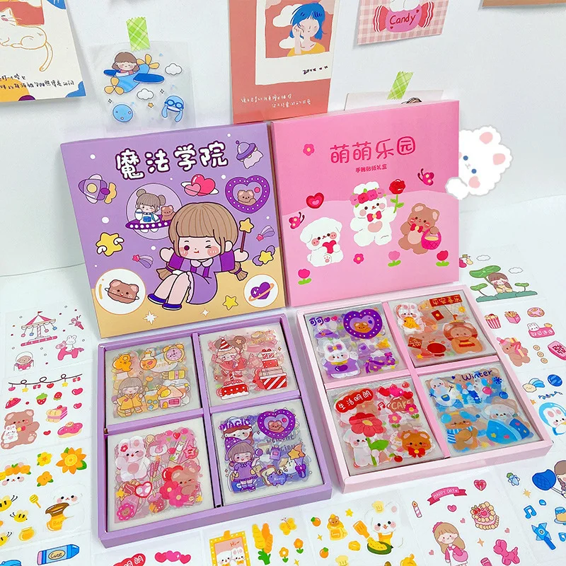 

100PCS/Pack PET Waterproof Kawaii Scrapbook Stickers Waterproof Crafts Journal Basic Decorative Sticker Scritters