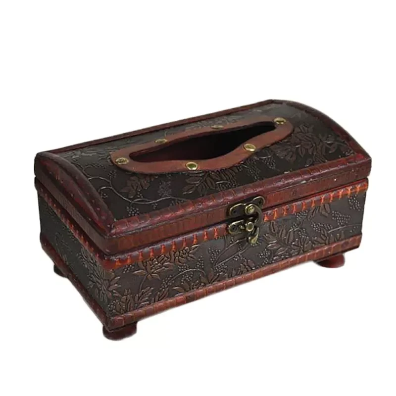 

NEW Retro Style Storage Table Home Rectangular Cover Decorative Organizer Gift Napkin Holder Hotel Kitchen Wooden Tissue Box