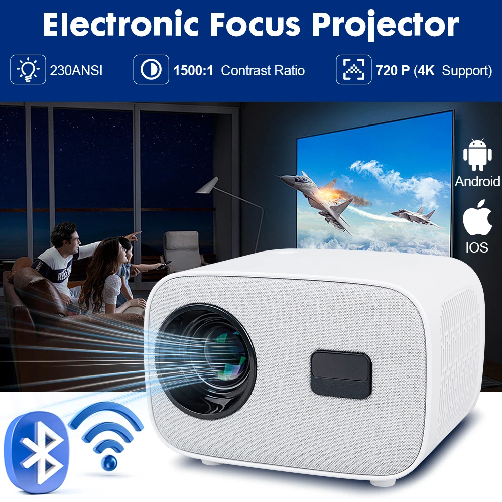 Умный проектор 4K Android 2 4 + 5G Поддержка Wi-Fi6 BT5.0 Домашний кинотеатр Кино 1920*1080P