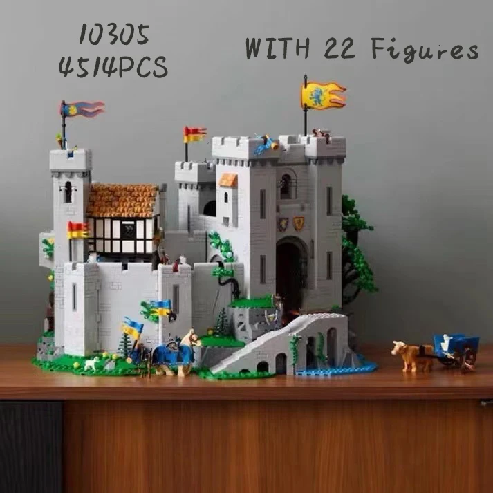 

Neue August 2022 10305 Castle Ritter Mittelalterlichen Burg Modell Bausteine Montage Bricks Set Spielzeug für Kinder Geschenk