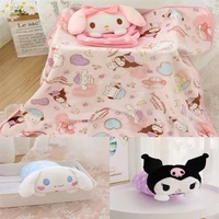 sanrioed kawaii mymelody kuromi cinnamoroll cartoon pillow blanket 2 in 1 napping blanket office napping pillow dual car
