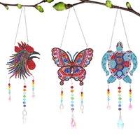 3 pieces wind chime butterfly rooster turtle paint by number ornament for home garden adults kids butterfly rooster turtle