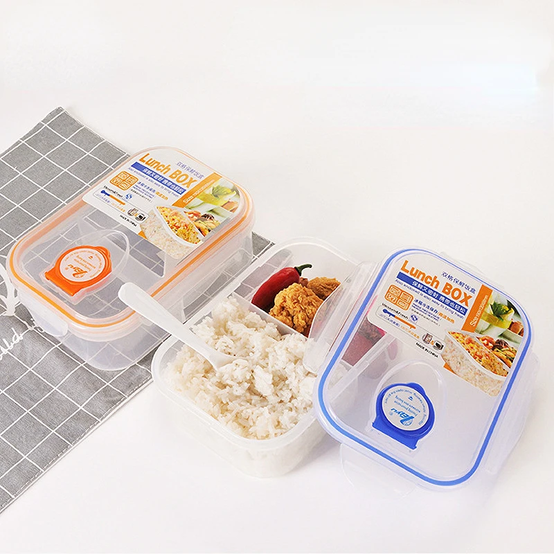 2/3 Compartment Lunch Box Microwave Heating Bento Box for Office Worker Students Household Sealed Food Preservation Container