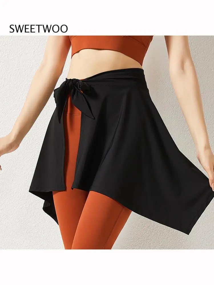 Yoga Wrap Skirt Straps A Skirt To Cover The Buttocks Anti-Glare Yoga Fitness Sports Short Skirt Dance Outer Wear Sexy Gym Skirts