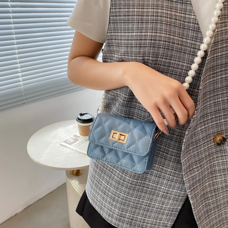 

Small Shoulder Crossbody Bags for Women 2022 Pearl Chain Mini Pu Leather Girl Bag Luxury Designer Female Handbags Sac A Main