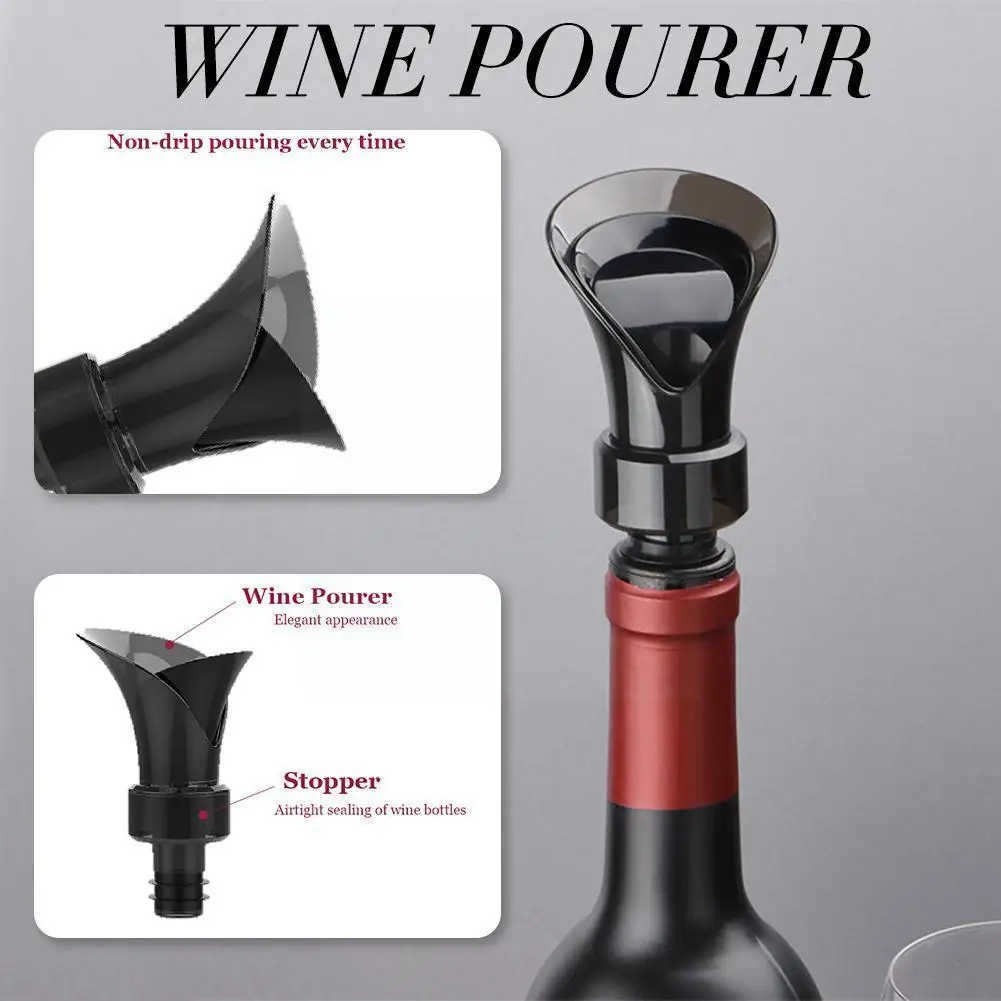 

2 In 1 Red Wine Stopper Pourer Funnel Pouring Decanter Bar Silicone Keep Stopper Wine Bottle Accessories Dropshipping Seal F5k8