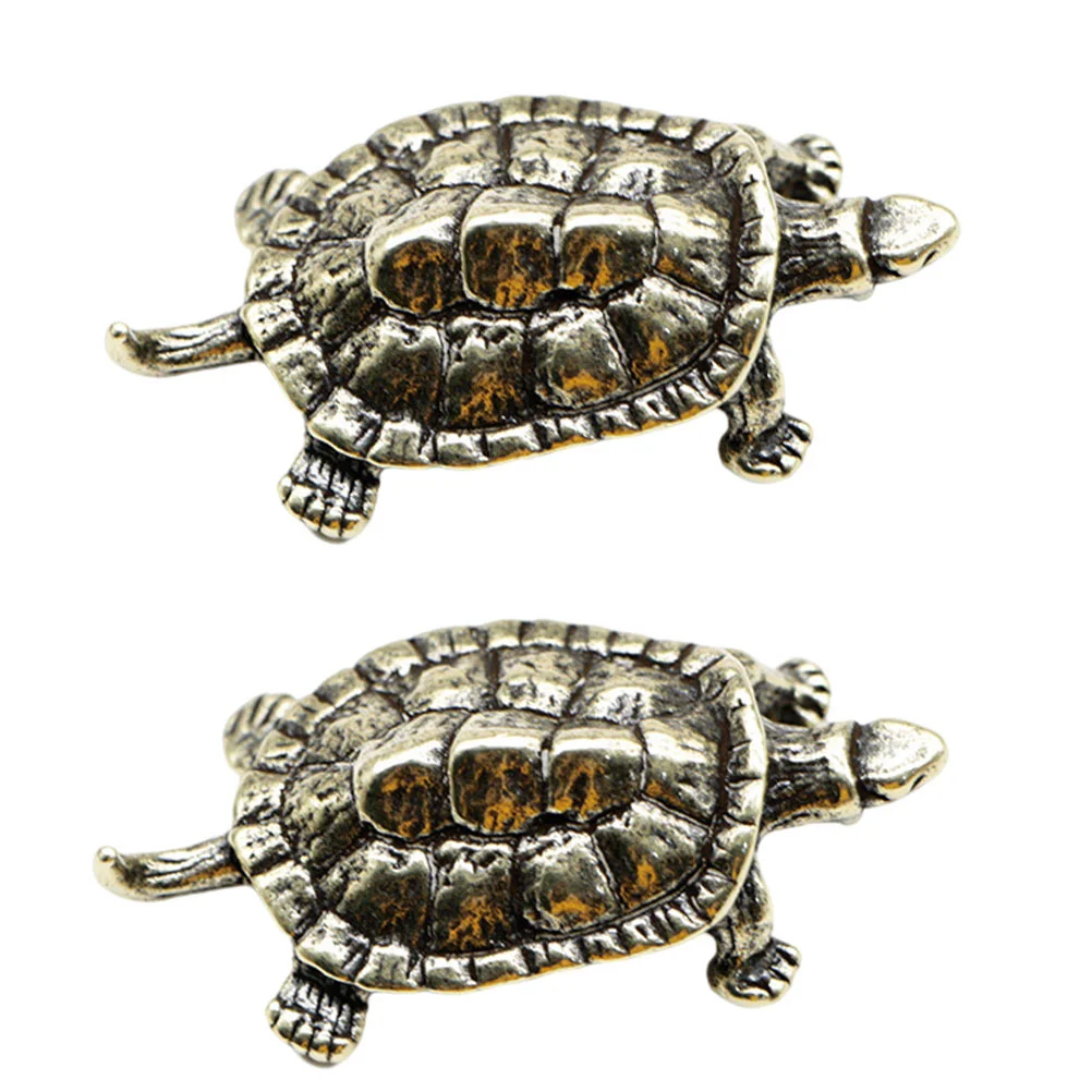 

2pcs Retro Style Brass Tortoise Decors Brass Craft Animal Decors Desktop Decors