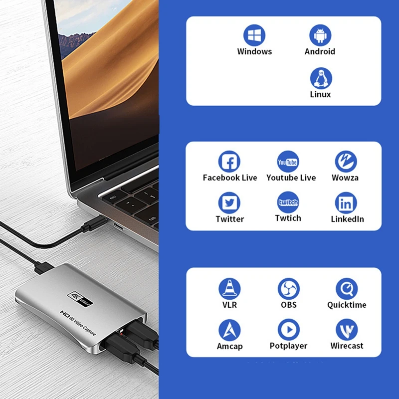 Карта захвата аудио-и видеосъемки 1080P 4K 60 Гц