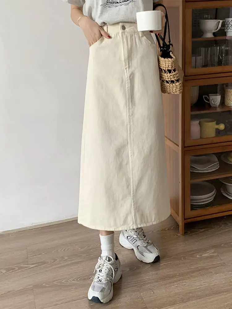 

VONDA Y2K Women Stylish A-Line Jupe High Waist Faldas Saia Female Casual Street Solid A-Line Polyester Party Long Skirt Oversize
